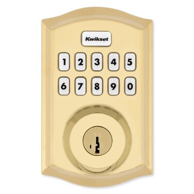 Kwikset Home Connect 620 Smart Lock, Z-Wave 700 Long Range, Traditional with Deadbolt, Polished Brass
